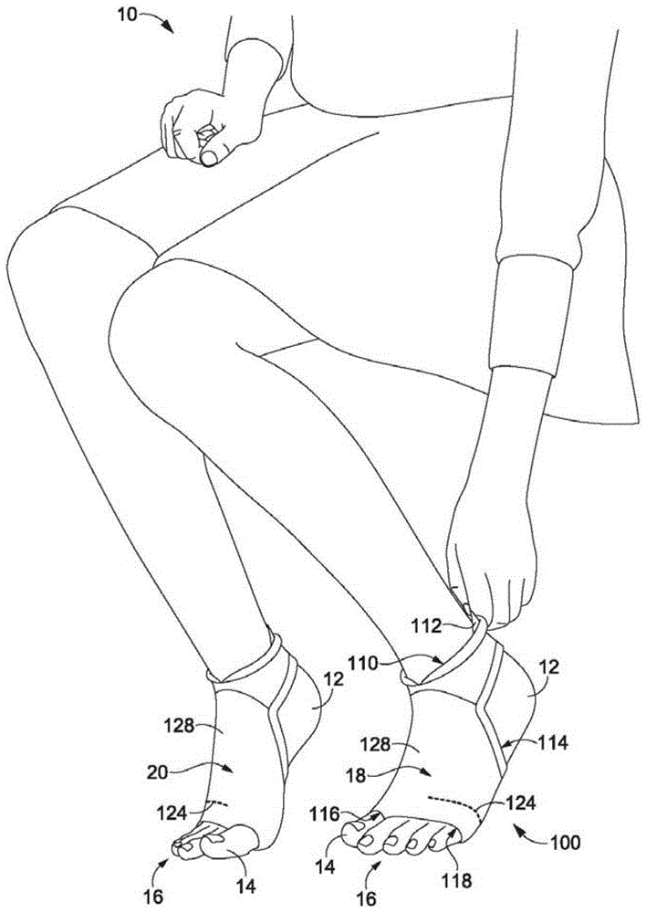 具有外侧脚趾接缝的袜子的制作方法