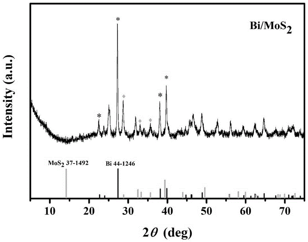 一种用于电催化合成氨的Bi-MoS2纳米复合材料的制备方法