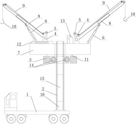 一种双塔吊升降式风力发电机搭造吊车的制作方法