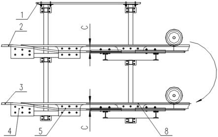 一种架空皮带索道钢丝绳绳系变距装置及架空皮带索道的制作方法