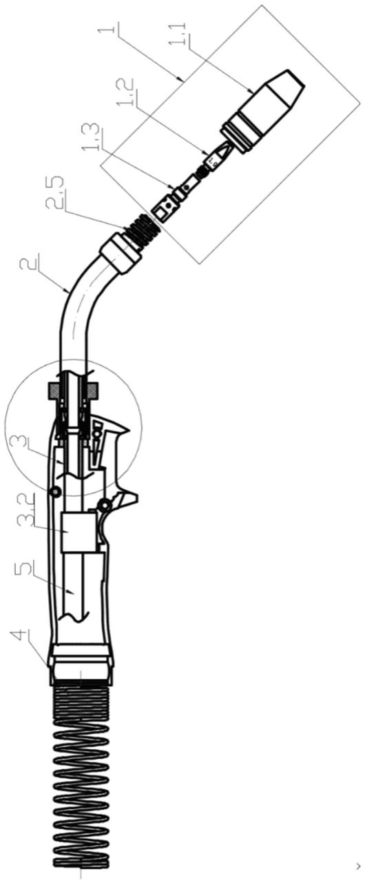 快速更换弯管式MIG焊枪的制作方法