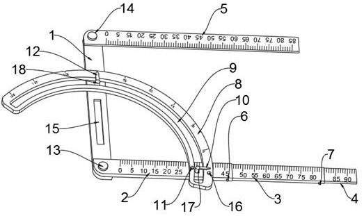 一种带有角度测量的服装设计用伸缩式测量尺的制作方法