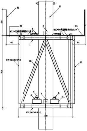 一种逆作法一桩一柱钢管柱装配式调垂操作架的制作方法