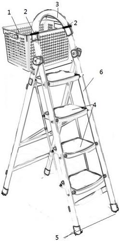 一种带可拆卸收纳筐的折叠梯子