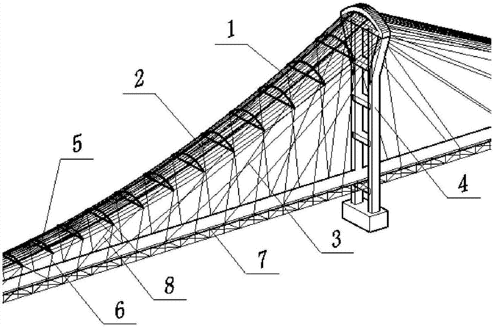 马鞍抛物面空间混合缆索体系的悬索桥的制作方法