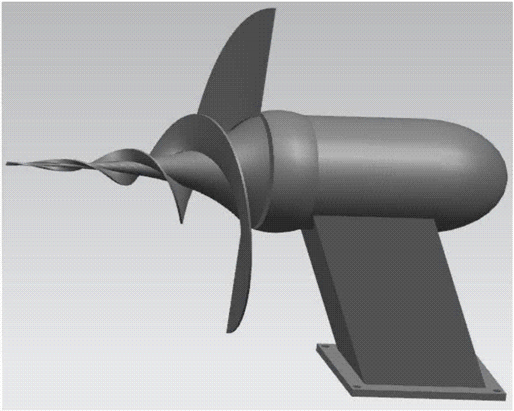 本发明属于水轮机发电技术领域特别是涉及一种带蜗牛螺旋形叶片的水平