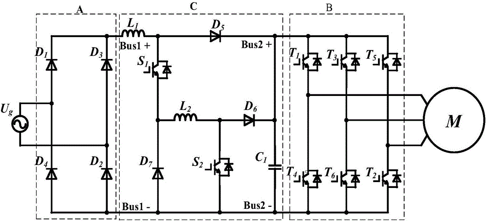 永磁同步电机驱动系统无电解电容功率变换器及控制方法与流程