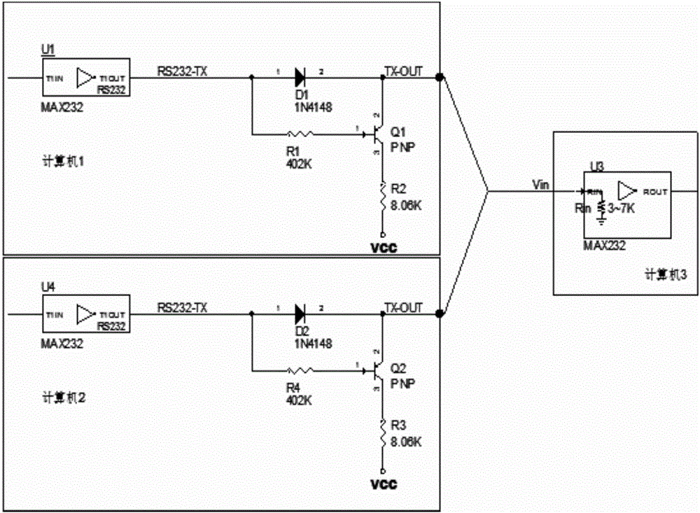 一種支持并聯(lián)的RS232接口發(fā)送電路的制作方法與工藝