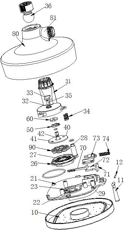 一种拨钮式花洒组合切换集成控制组件的制作方法与工艺