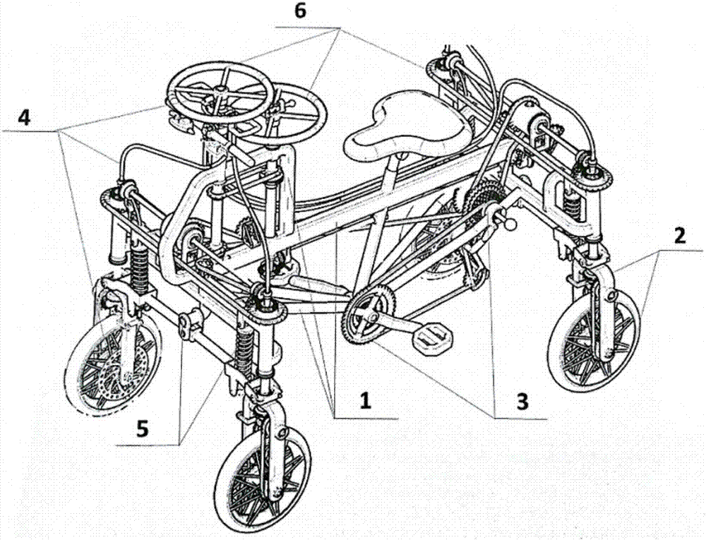 四轮自行车结构图图片