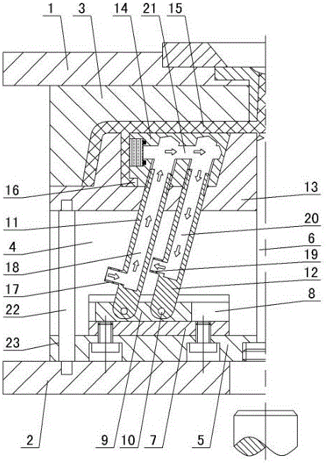 注塑模具斜顶内部循环冷却机构的制造方法与工艺