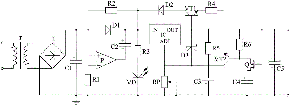 基于电压检测电路的输出电压可调式比较放大型稳压电源的制造方法与工艺