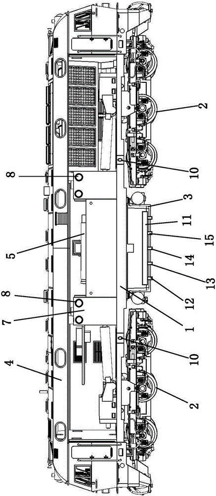 一种火车模型,包括底盘(1),设置在底盘(1)下方两侧的多个车轮(2),设置