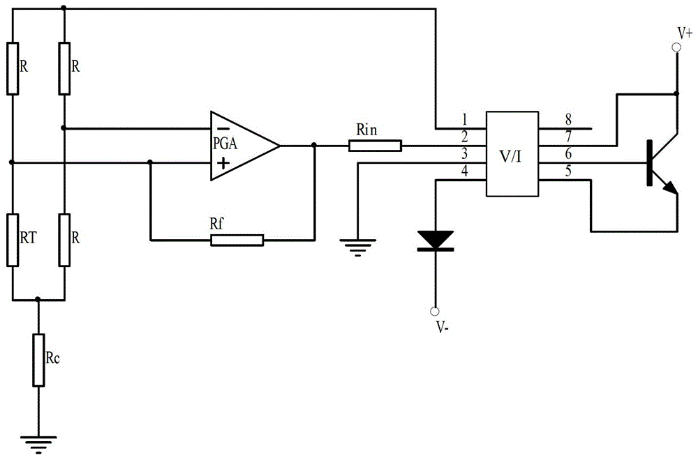 鉑電阻非線性修正溫度變送電路的制作方法與工藝