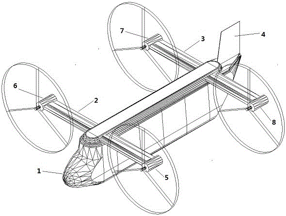 混合动力四同轴反转螺旋桨倾转旋翼机的制作方法