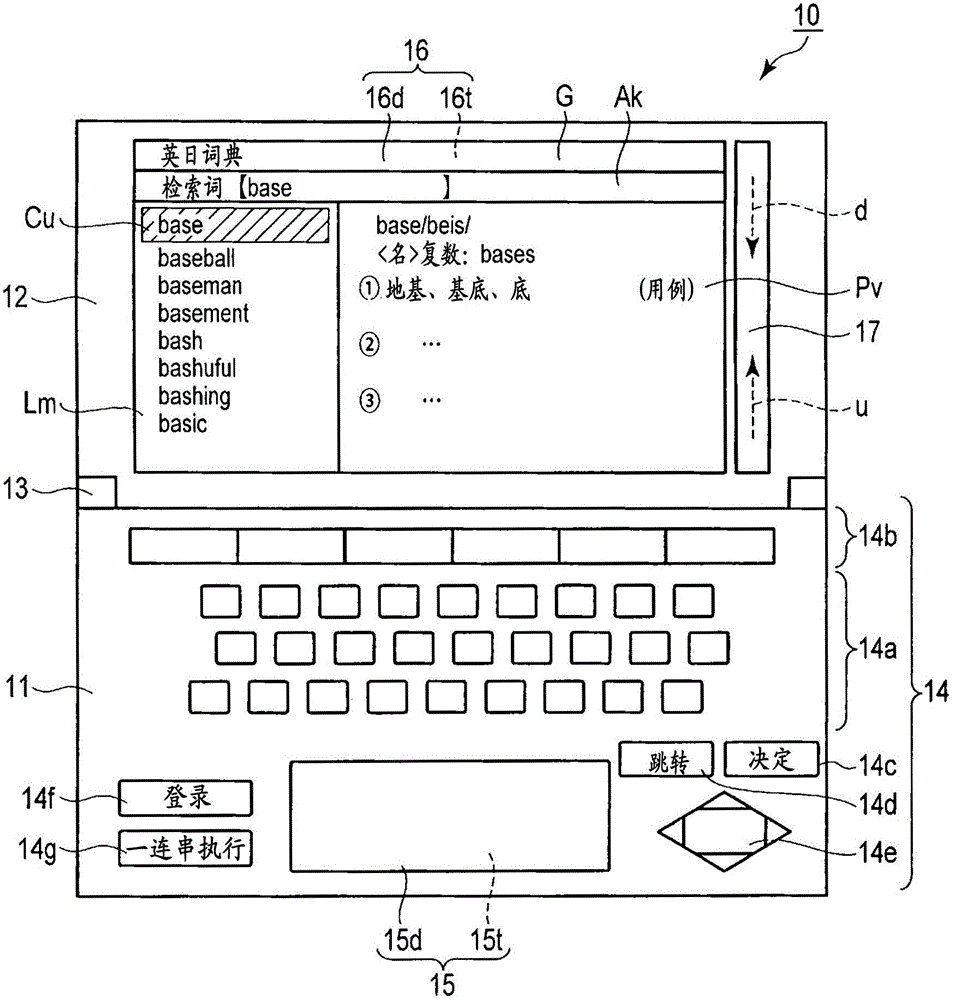 具有詞典功能的電子設(shè)備以及詞典信息顯示方法與流程