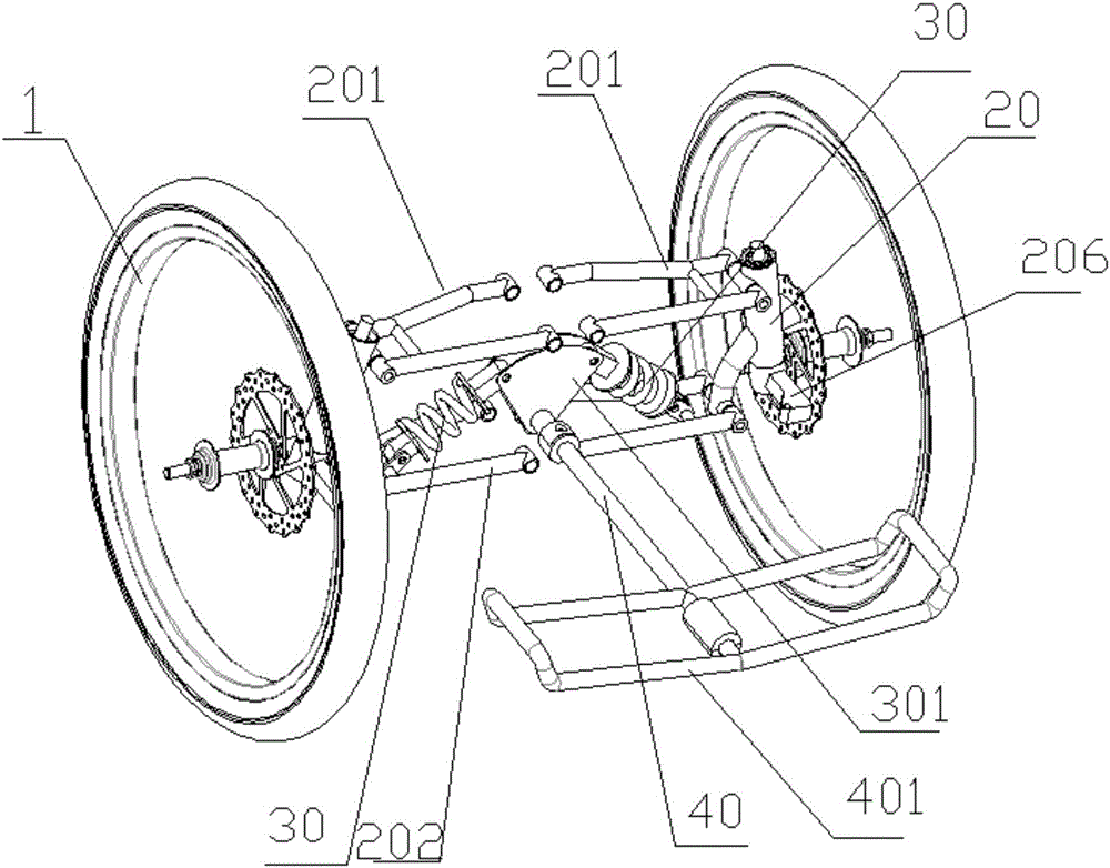 一种主动控制双前轮三轮车车身倾斜的装置的制作方法