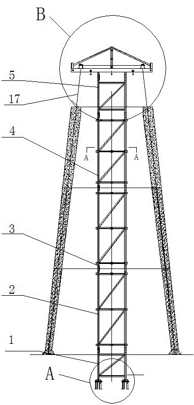 预应力钢绞线砼塔筒施工用内置塔架及安装方法与制造工艺