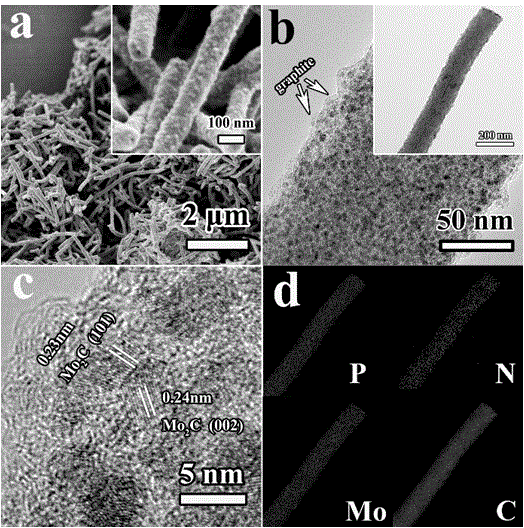 一种氮掺石墨负载的磷掺杂碳化钼纳米线电催化制氢催化剂及其制备方法与制造工艺