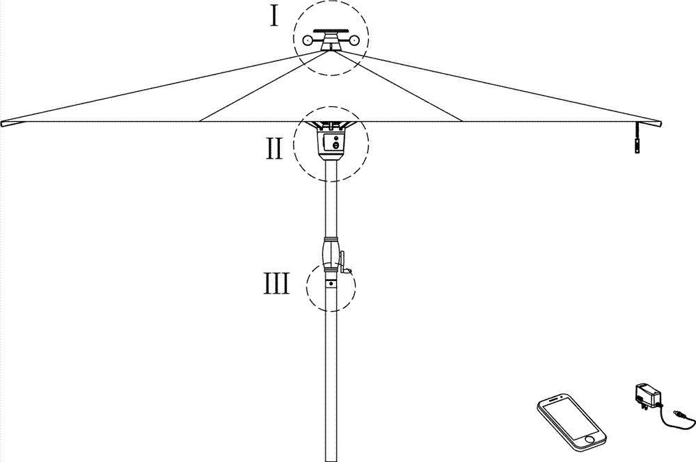 太陽能風控電動遮陽傘的制作方法與工藝