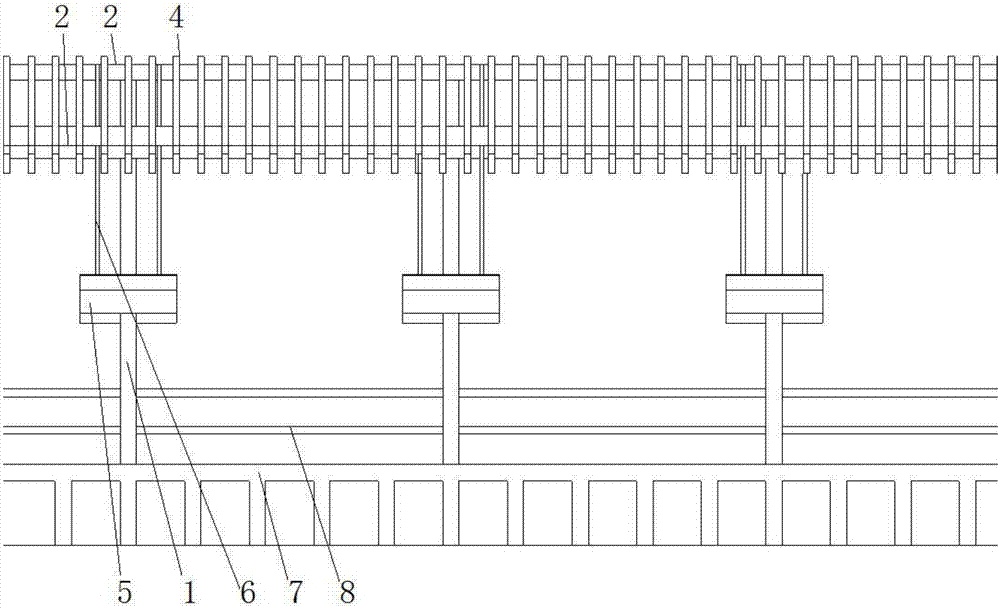 单侧柱锌钢木纹廊架的制作方法