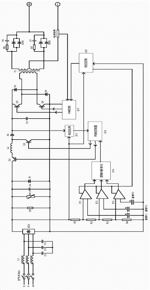 本實用新型屬於焊接電路技術領域,涉及一種電焊機,特別涉及一種全網通