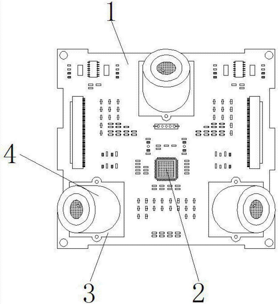 一種共用感光芯片的多鏡頭攝像頭模組,包括攝像元件電路板,所述攝像