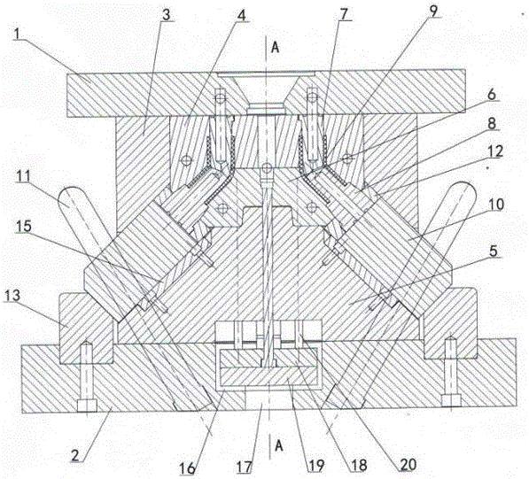 45°弯管件模具整体浮动斜滑脱模机构的制作方法