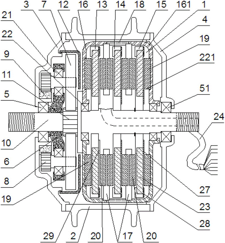 一种盘式单元层叠无铁芯直流电机驱动的有齿轮毂电机的制作方法