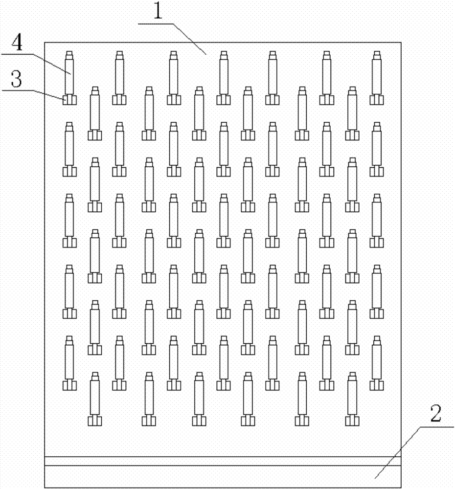 本实用新型涉及实验室试验用品技术领域,尤其涉及一种试剂器皿挂式