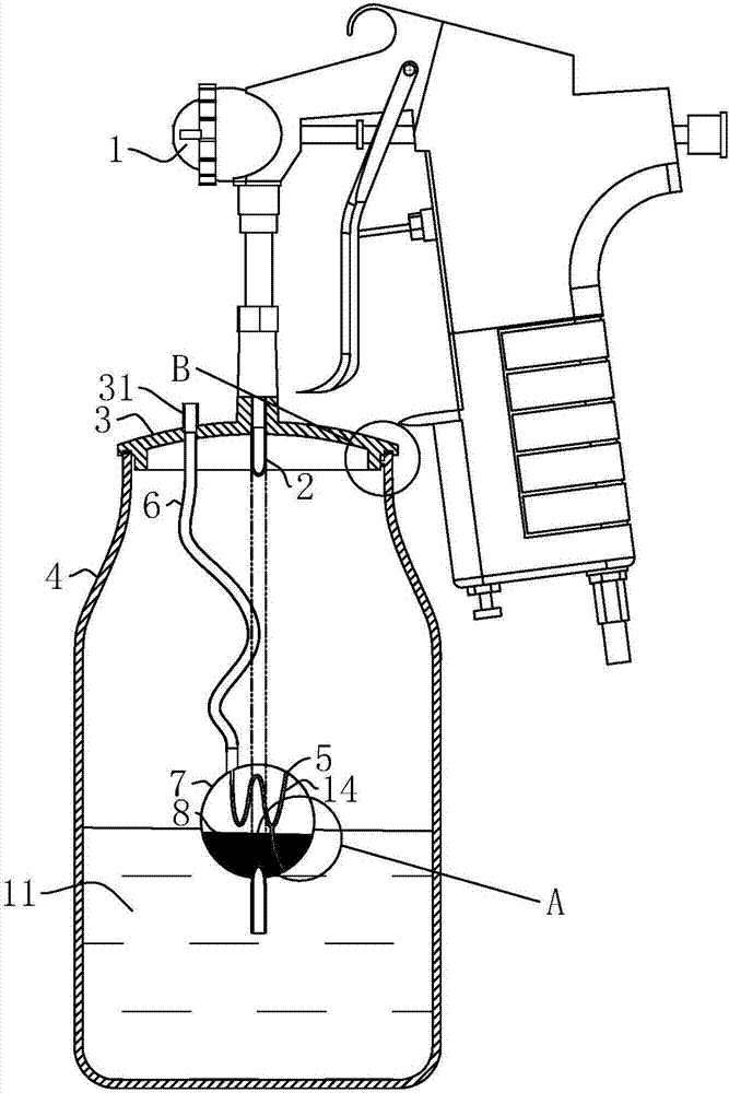 通常是由人工使用气动喷壶进行,气动喷壶采用的原理为高压气体流过