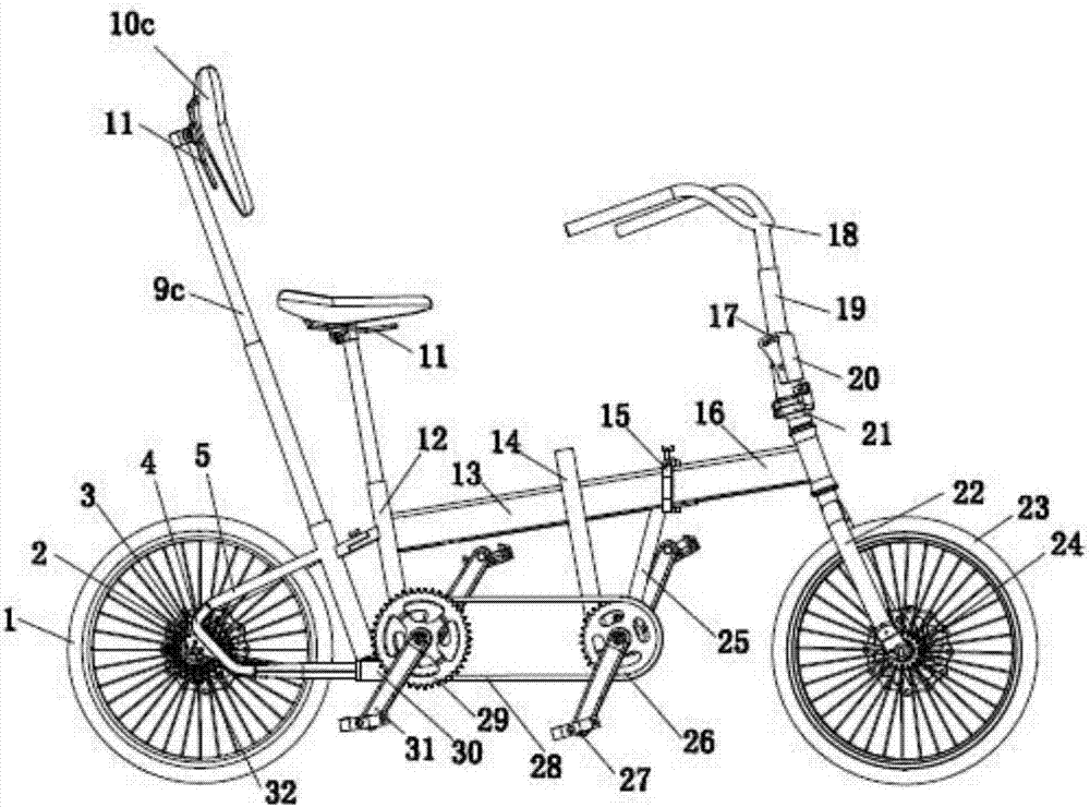 一种能单双人交替使用的折叠自行车的制作方法