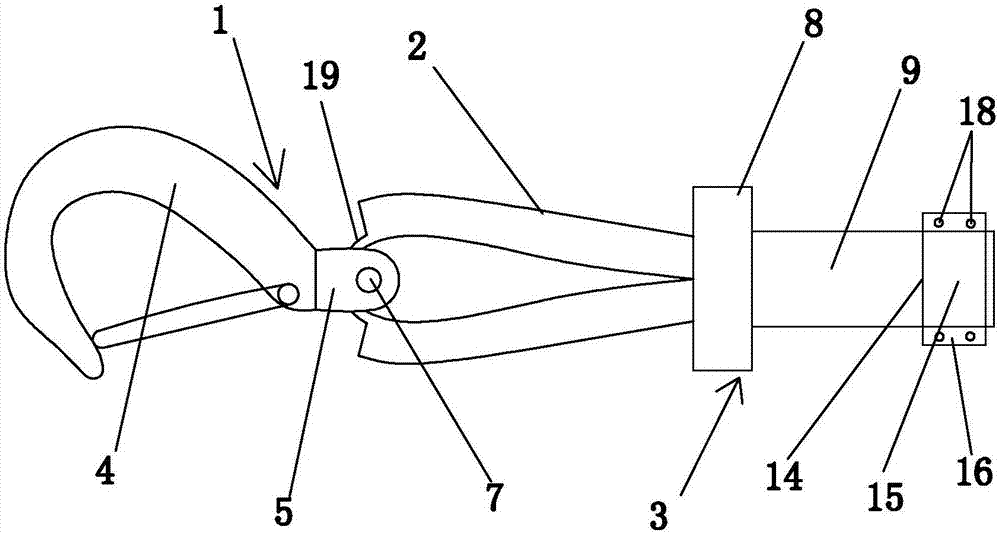 一种汽车绞盘用钢索挂钩连接装置的制作方法