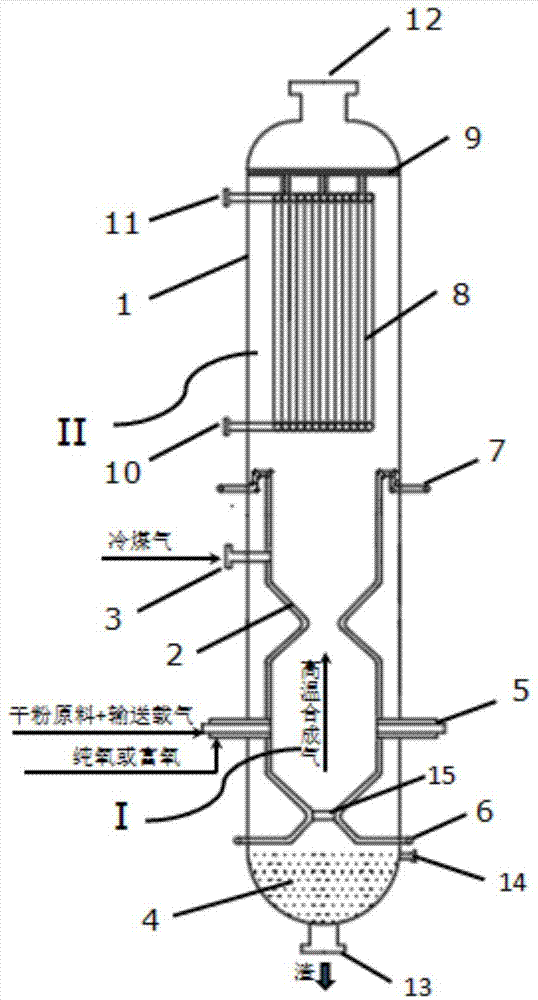 一種具有塔式廢鍋結構的乾粉加壓氣化爐的製作方法