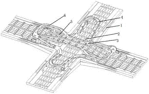 包括高架層,所述的高架層下設有高速層,所述高速層下設有地下通道層
