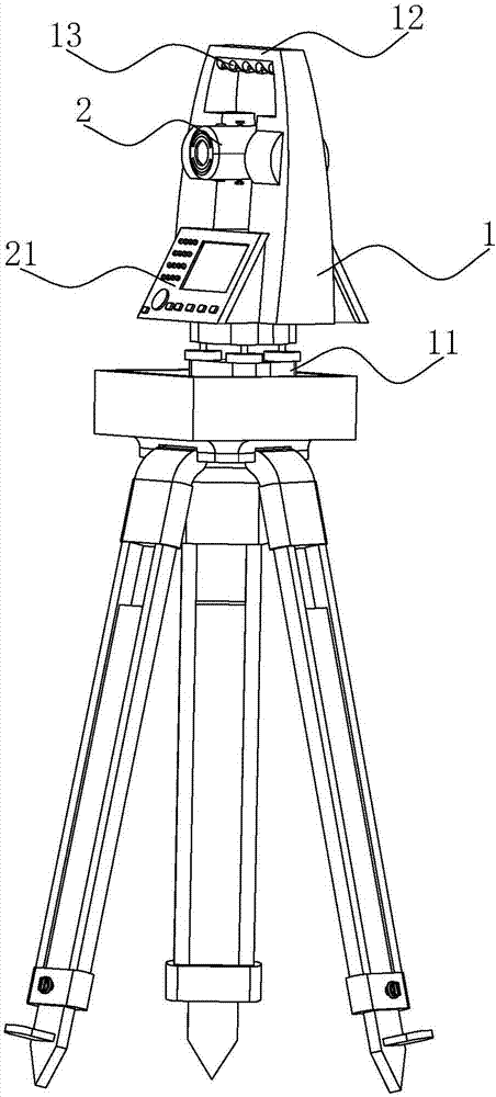 一種用於工程測量的全站儀,包括底座(11),設置於所述底座(11)上的儀器