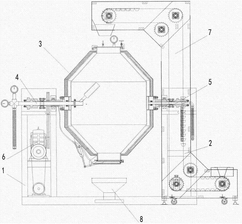 一种具有进料出料装置的双锥回转真空干燥机的制作方法