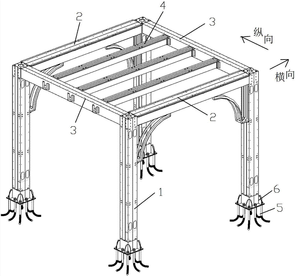 背景技术:目前建筑用临时搭建的房屋框架一般采用铁架或较厚的钢材