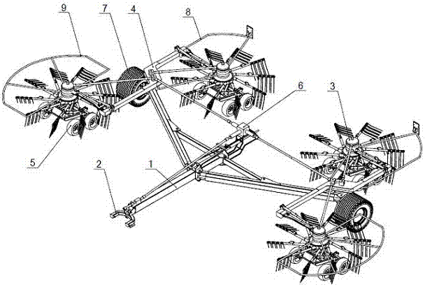 四盘式水平旋转搂草机的制作方法