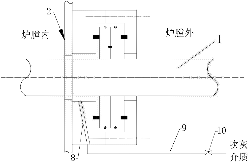 背景技術:廢鹼焚燒鍋爐廣泛應用長管伸縮式蒸汽吹灰器,定期對鍋爐受熱