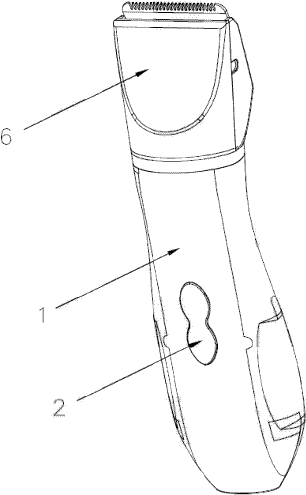 設置於機身(1)內部的電池(3),電機(4)及與機身(1)可拆卸連接的理髮器