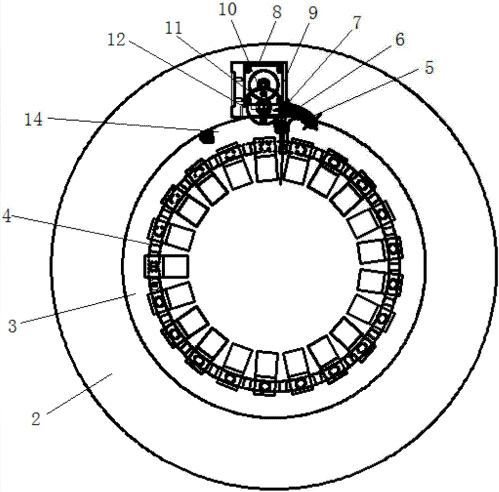 背景技術:圓型緯編機在工作的時候,其每一路成圈系統對應一路喂紗