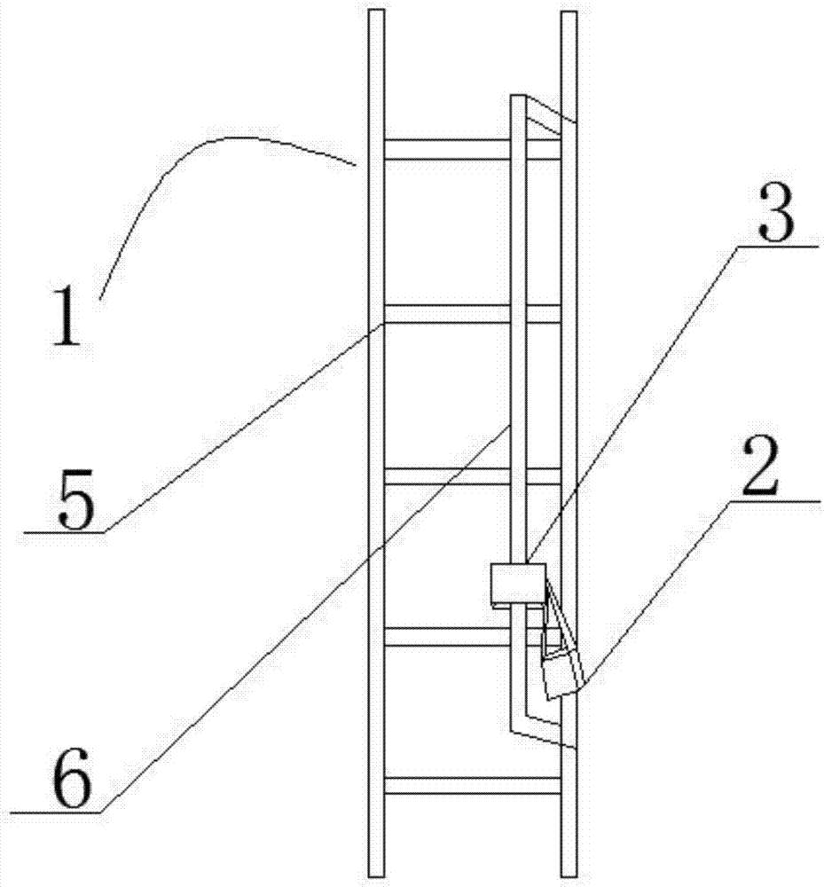 一种具有收纳功能的消防工程爬梯,包括消防爬梯本体(1,工具袋(2)