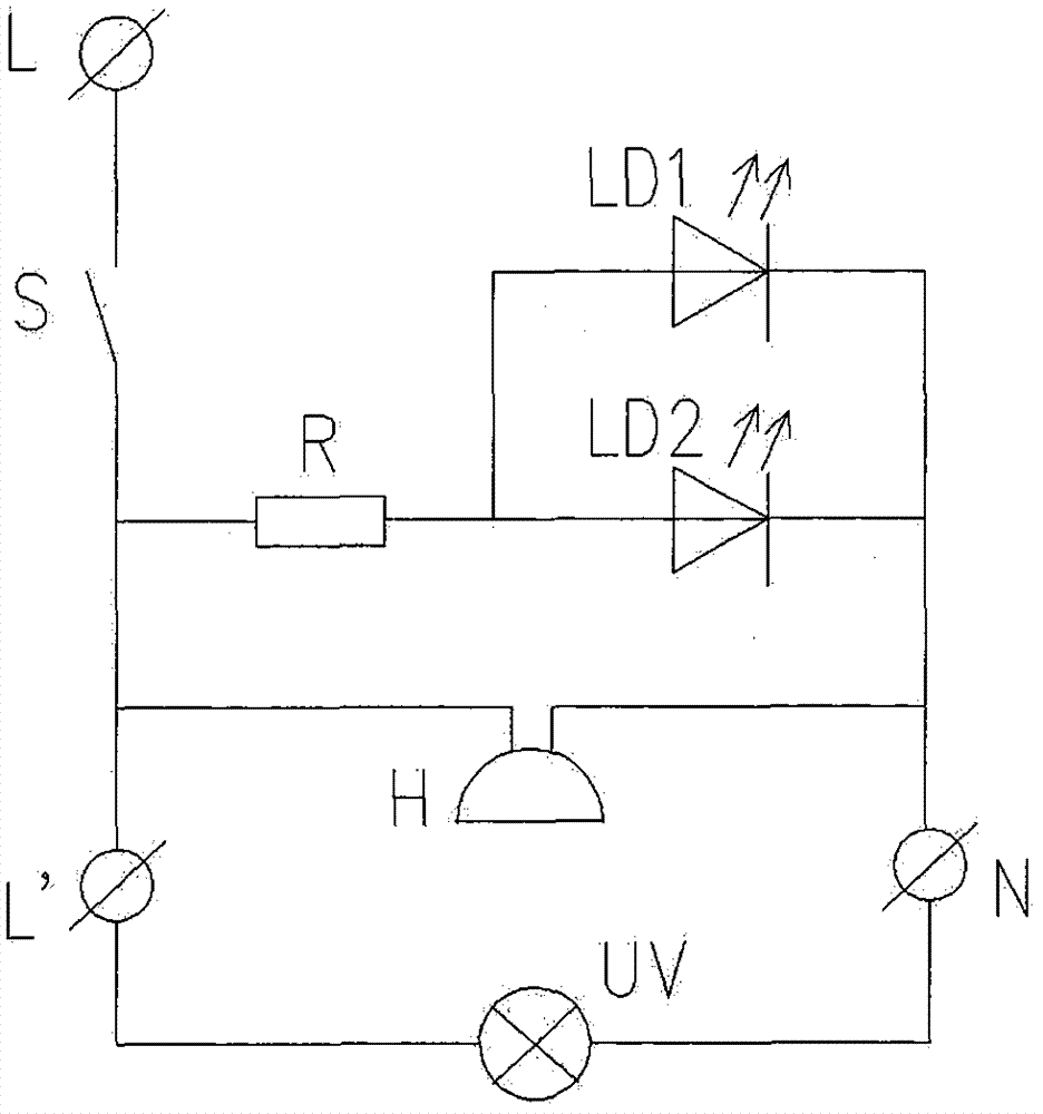 具有声光警示特别适用于紫外线杀菌灯的86型面板开关的制作方法