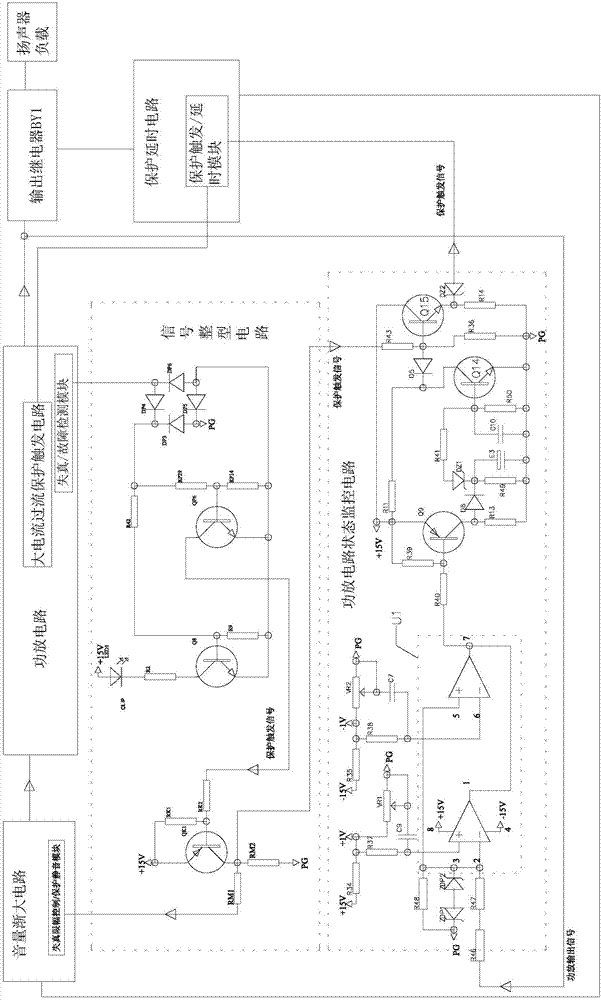 功放非电流触发检测保护电路的制作方法