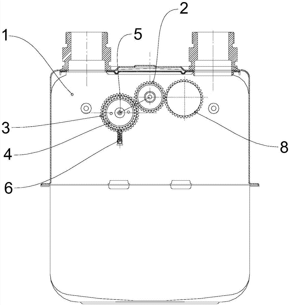 所述從動齒輪與所述採樣齒輪固定連接,所述轉軸固定在燃氣表的