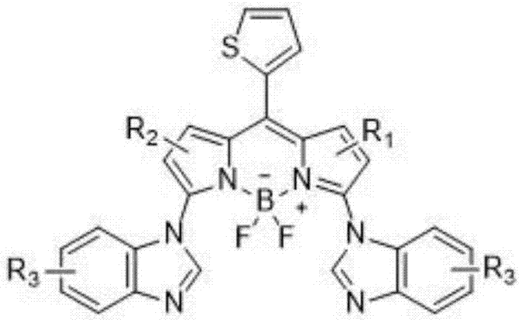 一种3,5-二苯并咪唑基-8-噻吩基氟硼荧类衍生物及其制备方法和应用与流程