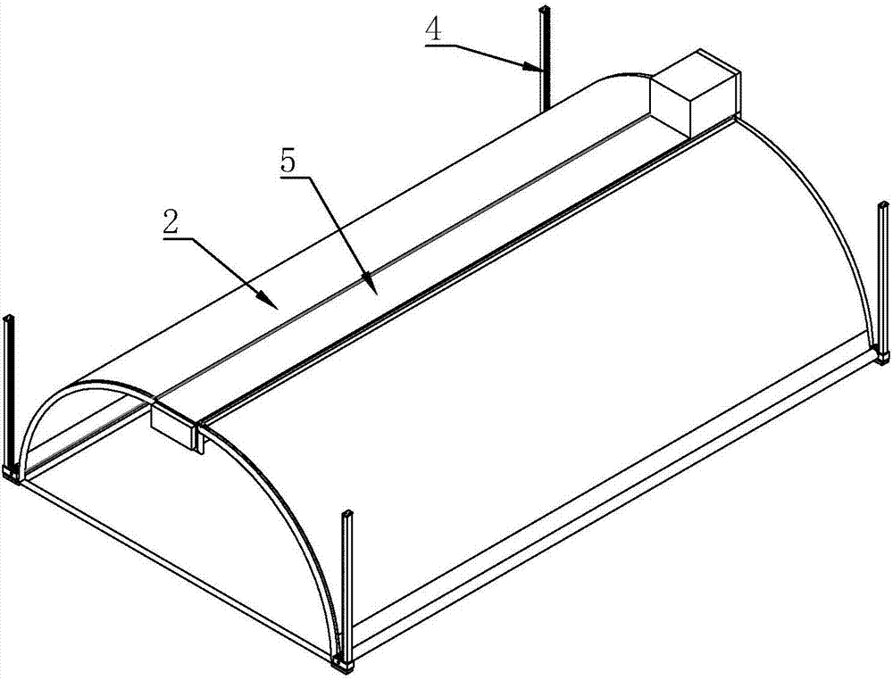 塑料薄膜(2),單向薄膜(3),升降機構(4)以及捲簾機構(5);所述大棚支架