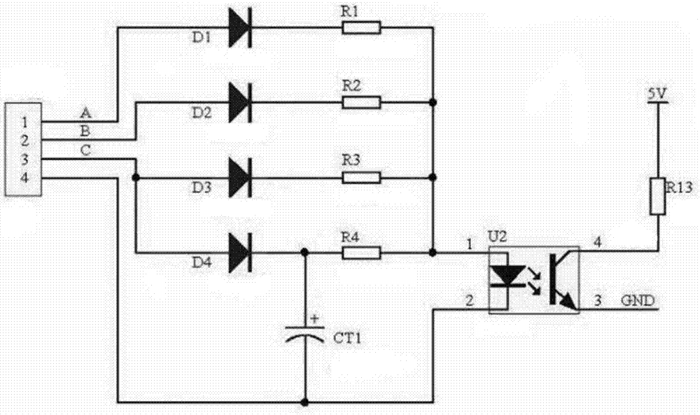 三相電檢測電路,感知模塊,測量裝置與測控系統的製作方法