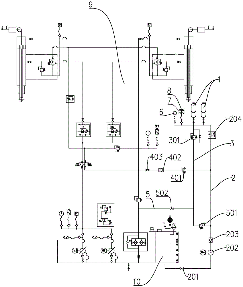 带补油系统的液压启闭机液压控制系统的制作方法